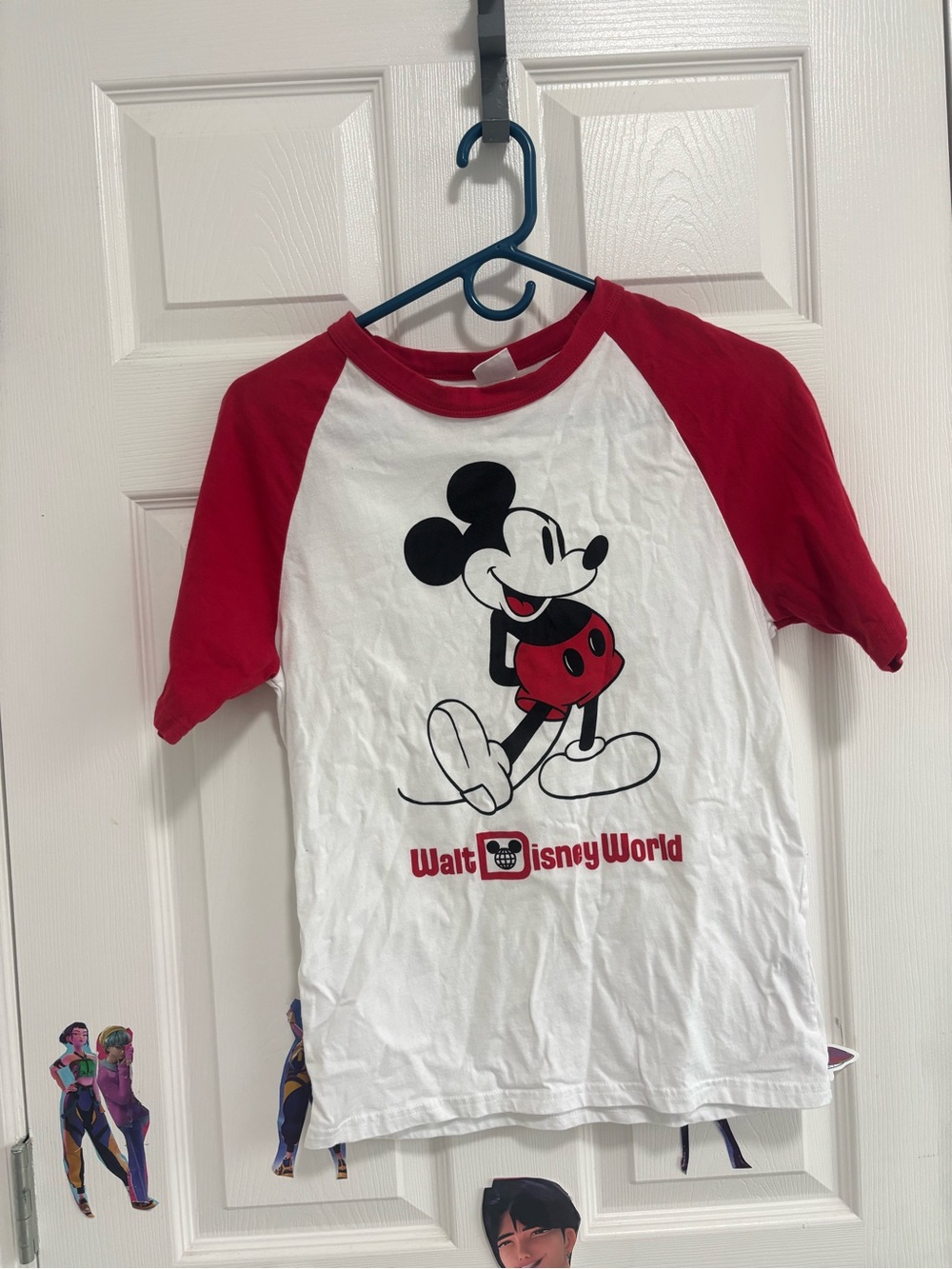 Disney White and Red Mickey Mouse Raglan Tee